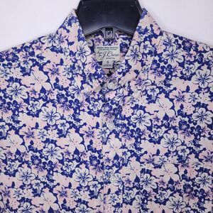 J Crew Shirt Mens Small Floral Blue, Pink Orchid Secret Wash Poplin Organic